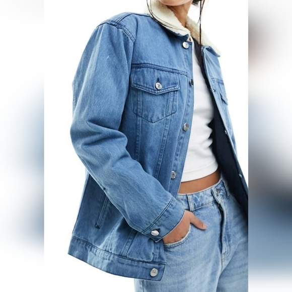 Bolongaro Trevor denim jacket with faux sherling - Picture 2 of 7